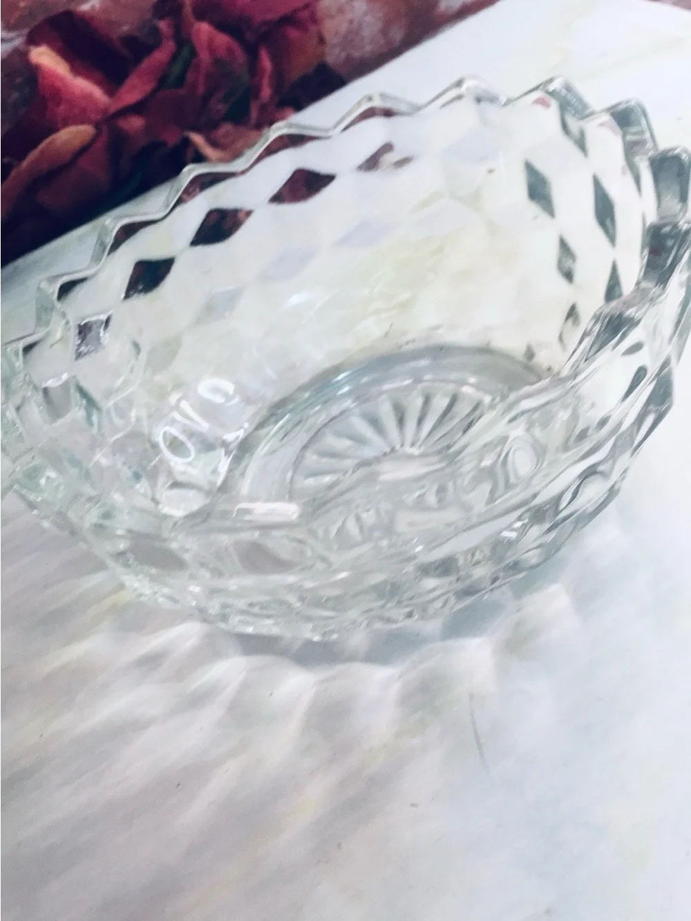 Vintage Set if Two Early American Pressed  Glass Serving Bowls